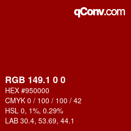 Color code: RGB 149.1 0 0 | qconv.com