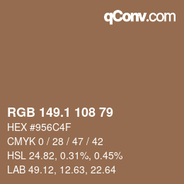 Color code: RGB 149.1 108 79 | qconv.com