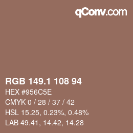 Color code: RGB 149.1 108 94 | qconv.com