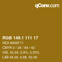 カラーコード: RGB 149.1 111 17 | qconv.com