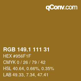 カラーコード: RGB 149.1 111 31 | qconv.com