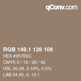 カラーコード: RGB 149.1 126 108 | qconv.com