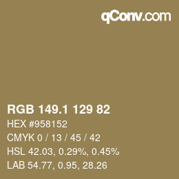 Color code: RGB 149.1 129 82 | qconv.com