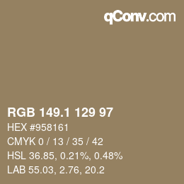 Farbcode: RGB 149.1 129 97 | qconv.com