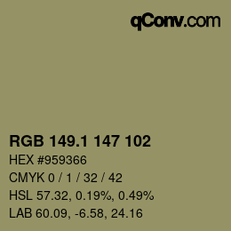 カラーコード: RGB 149.1 147 102 | qconv.com