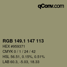 Color code: RGB 149.1 147 113 | qconv.com