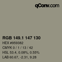 Color code: RGB 149.1 147 130 | qconv.com