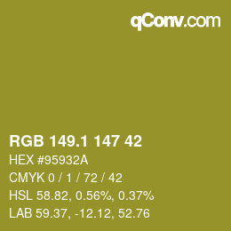 カラーコード: RGB 149.1 147 42 | qconv.com