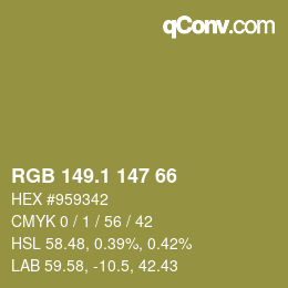 Color code: RGB 149.1 147 66 | qconv.com