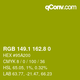 カラーコード: RGB 149.1 162.8 0 | qconv.com
