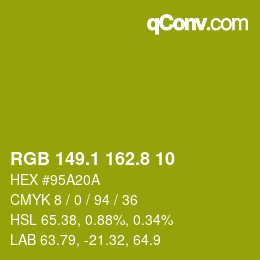 カラーコード: RGB 149.1 162.8 10 | qconv.com
