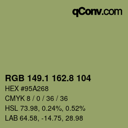 Color code: RGB 149.1 162.8 104 | qconv.com