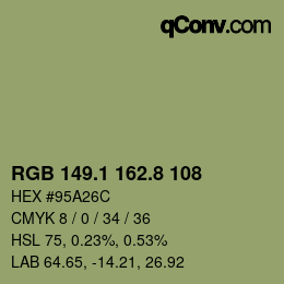 Color code: RGB 149.1 162.8 108 | qconv.com