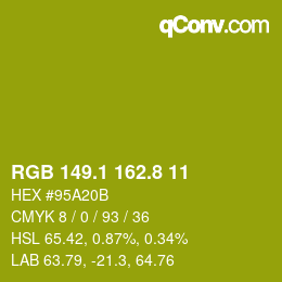 カラーコード: RGB 149.1 162.8 11 | qconv.com