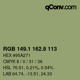 Color code: RGB 149.1 162.8 113 | qconv.com