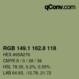 Color code: RGB 149.1 162.8 118 | qconv.com