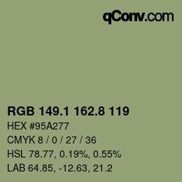 Color code: RGB 149.1 162.8 119 | qconv.com