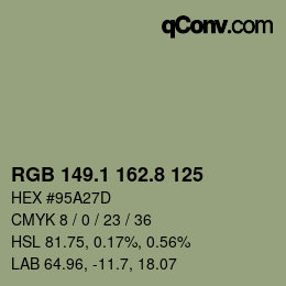 Color code: RGB 149.1 162.8 125 | qconv.com
