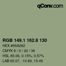 Color code: RGB 149.1 162.8 130 | qconv.com