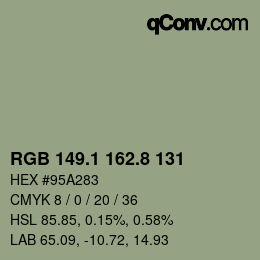 Color code: RGB 149.1 162.8 131 | qconv.com