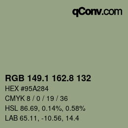 Color code: RGB 149.1 162.8 132 | qconv.com