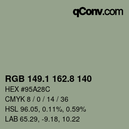 Color code: RGB 149.1 162.8 140 | qconv.com