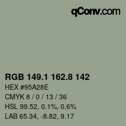 Color code: RGB 149.1 162.8 142 | qconv.com