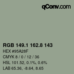Farbcode: RGB 149.1 162.8 143 | qconv.com