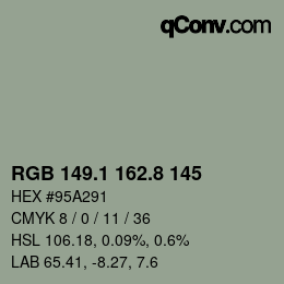 Color code: RGB 149.1 162.8 145 | qconv.com