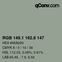 Color code: RGB 149.1 162.8 147 | qconv.com