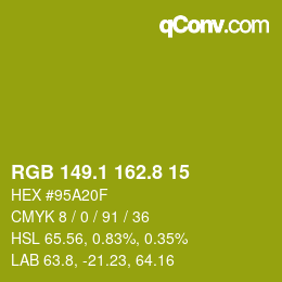 カラーコード: RGB 149.1 162.8 15 | qconv.com