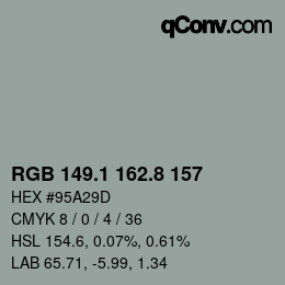 Color code: RGB 149.1 162.8 157 | qconv.com