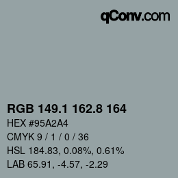 Farbcode: RGB 149.1 162.8 164 | qconv.com