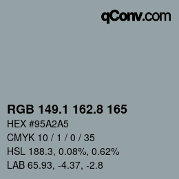 Color code: RGB 149.1 162.8 165 | qconv.com