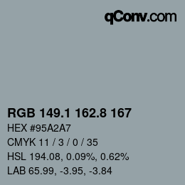 Color code: RGB 149.1 162.8 167 | qconv.com