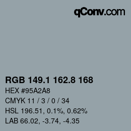 Code couleur: RGB 149.1 162.8 168 | qconv.com