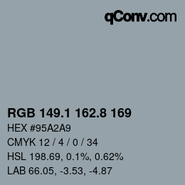 Color code: RGB 149.1 162.8 169 | qconv.com