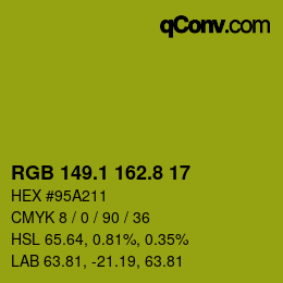 カラーコード: RGB 149.1 162.8 17 | qconv.com