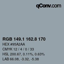 Código de color: RGB 149.1 162.8 170 | qconv.com