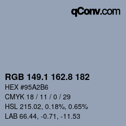 Color code: RGB 149.1 162.8 182 | qconv.com