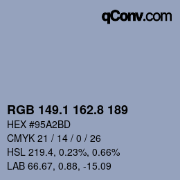 Farbcode: RGB 149.1 162.8 189 | qconv.com