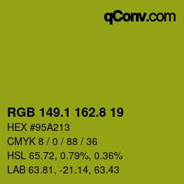 カラーコード: RGB 149.1 162.8 19 | qconv.com