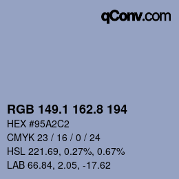 Farbcode: RGB 149.1 162.8 194 | qconv.com