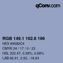 Código de color: RGB 149.1 162.8 196 | qconv.com