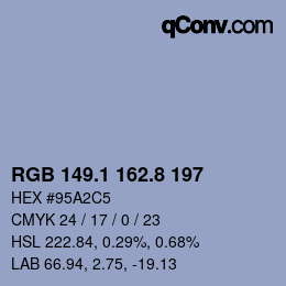 Color code: RGB 149.1 162.8 197 | qconv.com