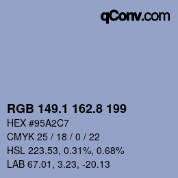 Color code: RGB 149.1 162.8 199 | qconv.com