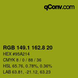 カラーコード: RGB 149.1 162.8 20 | qconv.com