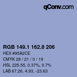 Color code: RGB 149.1 162.8 206 | qconv.com