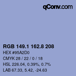 カラーコード: RGB 149.1 162.8 208 | qconv.com