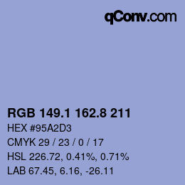 Código de color: RGB 149.1 162.8 211 | qconv.com